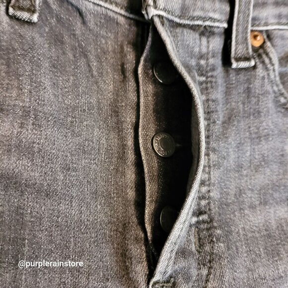 Levi's Jeans 26 Wedgie Straight High Rise Button Fly Black Wash Raw Hem Stretch - Picture 4 of 13